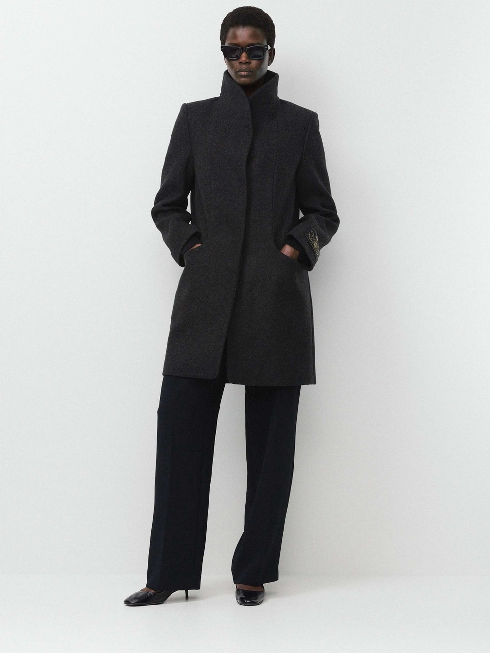 Aritzia Wilfred Wool Cashmere Cocoon Coat in Heathered Charcoal